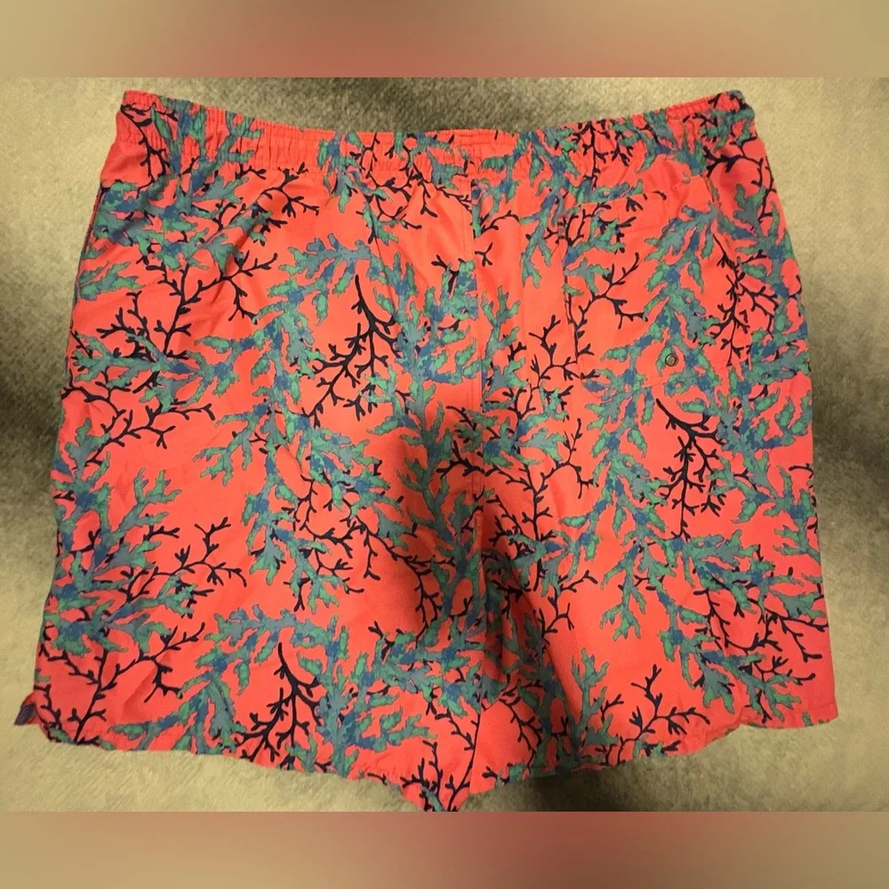 (B3) Old Navy Men's Printed Coral Blue‎ Wave Swim Trunks Shorts XXL